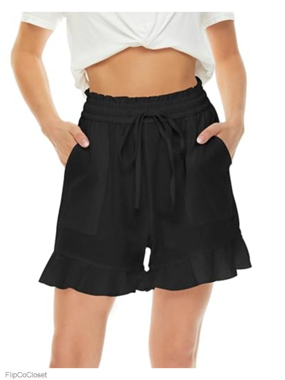 High Waisted Wide Leg Linen Shorts with Pockets S-3XL